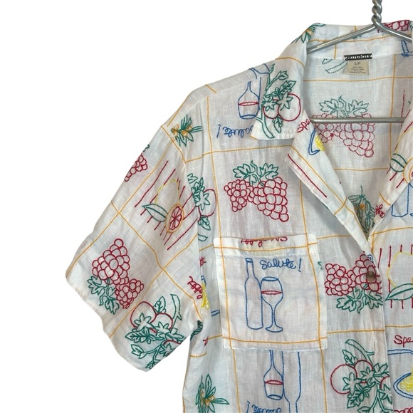 Magaschoni White Blouse with Colorful Print - Picture 3 of 7